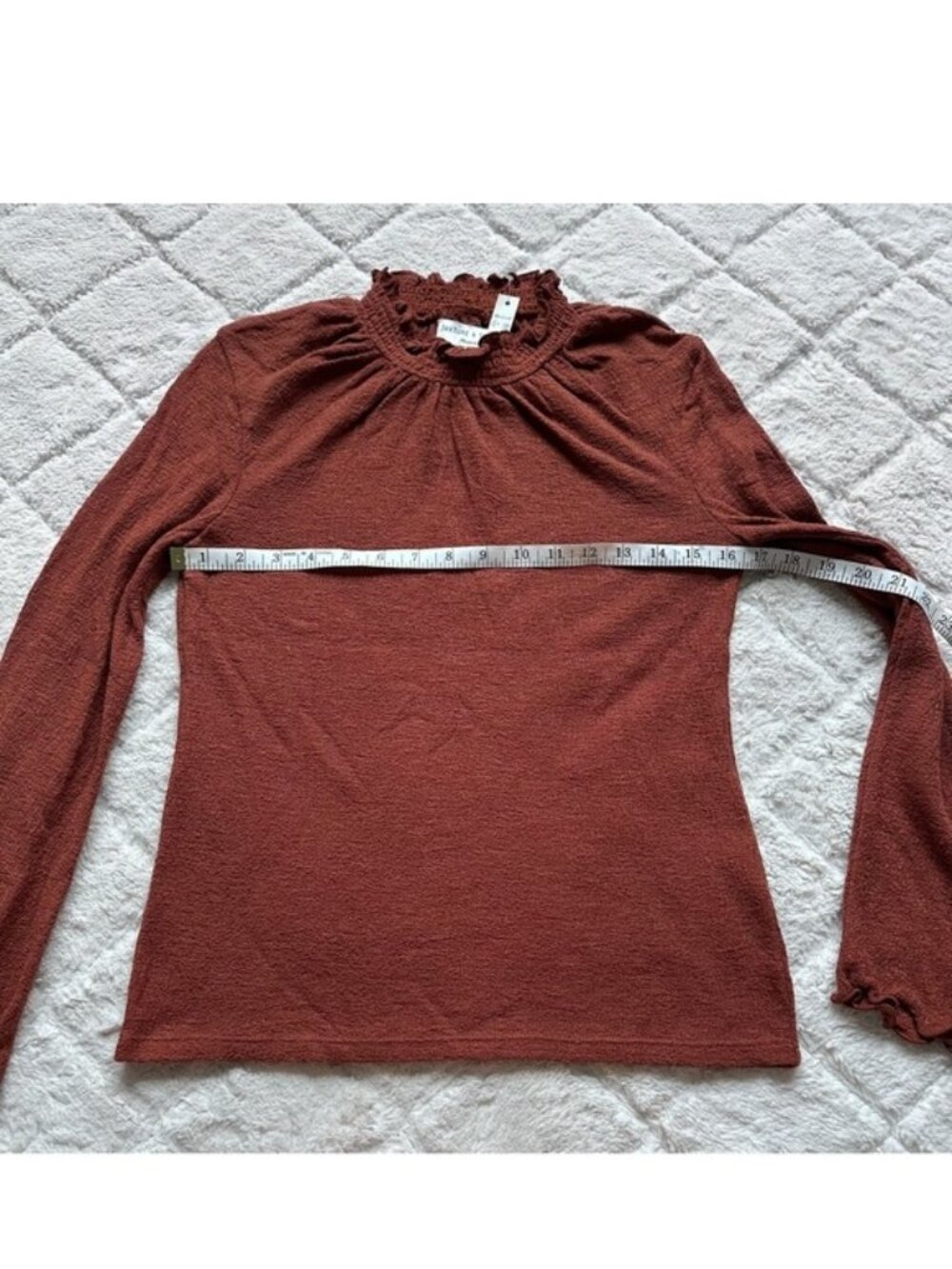 Madewell | Texture & Thread Ruffled Mockneck Top | Size Extra Small - Picture 9 of 10
